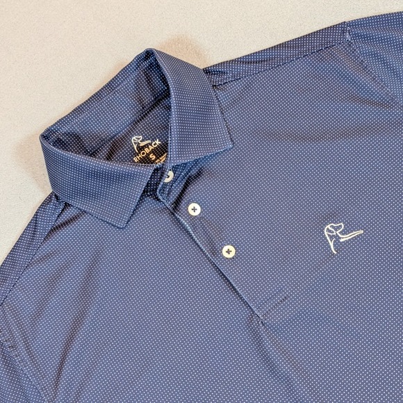 Rhoback Mens Navy White Dot Performance Golf Polo Shirt Size Small - Picture 1 of 7
